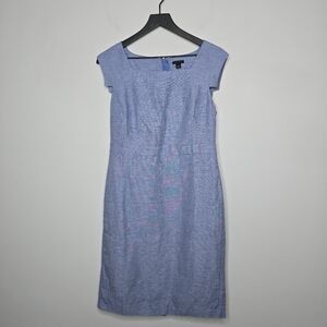 Ann Taylor Linen Blen Cap Sleeve Sheath Dress Size 6